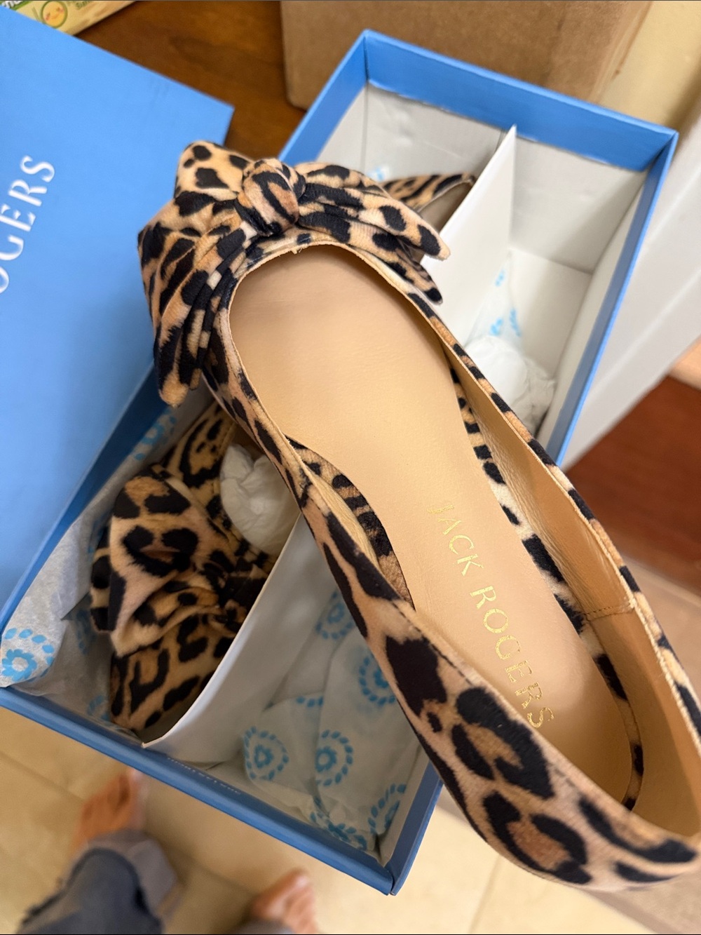Jack Rogers leopard flats 7 New in Box